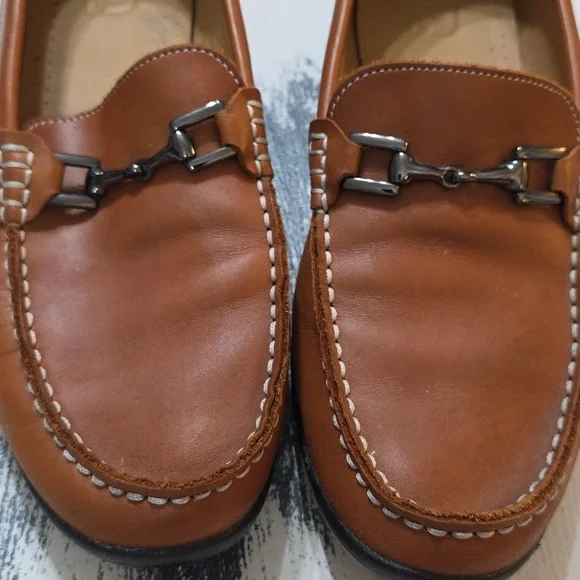 Foot Joy Men's Brown Faux? Leather Loafers Bridle Bit Accent Sz 9 GUC - Picture 4 of 14
